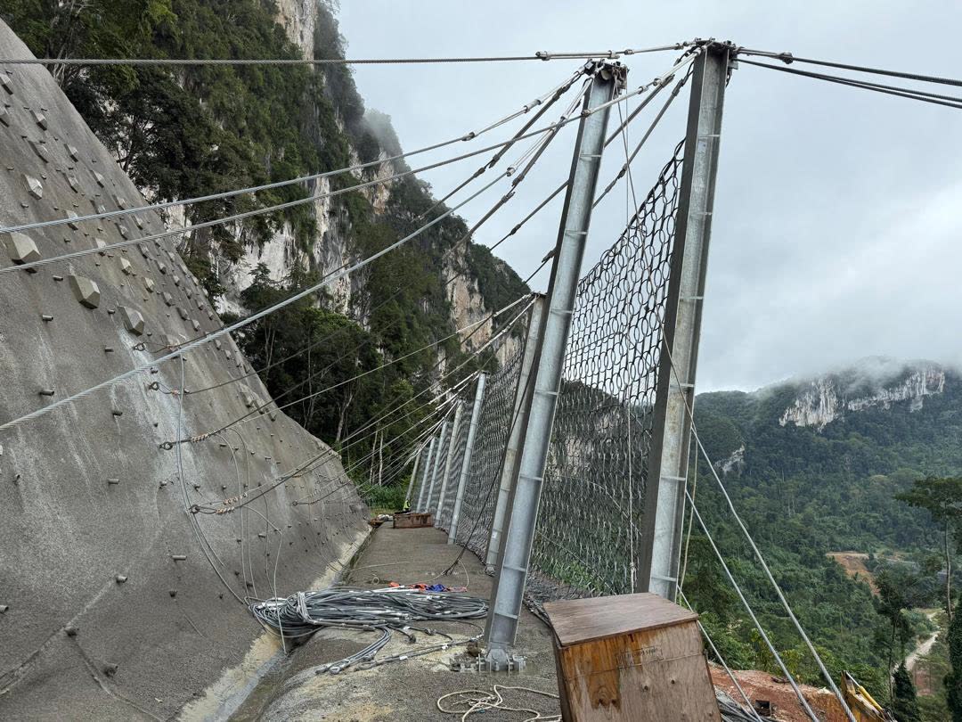 Rock Fall Barriers in progress