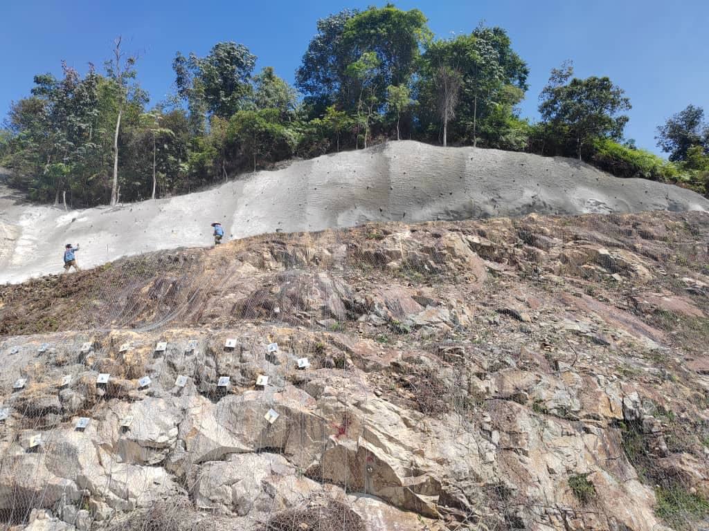 Slope Stabilization in progress